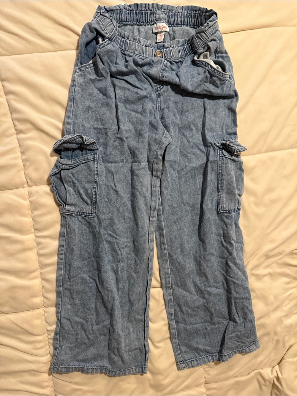 Cat & Jack Light Blue Kids Denim Cargo Jeans